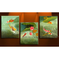 Handmade Modern Wall Art Framed Koi Fish Oil Painting on Canvas (AN-024)